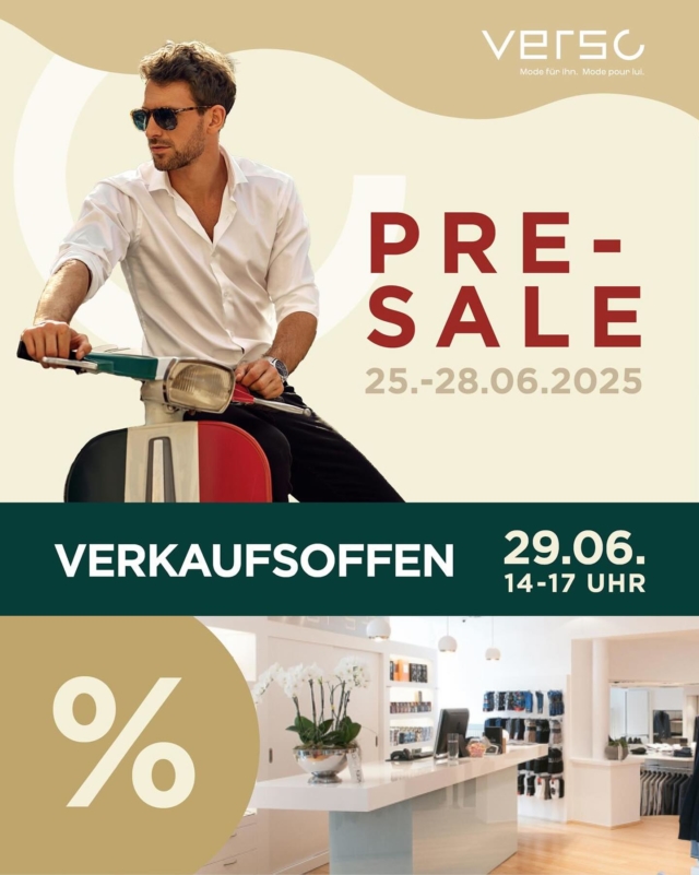 Der Pre-Sale startet am 25. Juni!
Stöbern. Sparen. Staunen 😍
Zusätzlich haben wir diesen Sonntag (14–17 Uhr) für euch geöffnet!
Kommt vorbei und sichert euch eure Lieblingsteile vor allen anderen – zum exklusiven Pre-Sale-Preis! 💥🛍️

La braderie commence le 25 juin !
Flâner. Économiser. S’émerveiller 😍
En plus, on est ouverts ce dimanche de 14h à 17h !
Passez nous voir et attrapez vos pièces préférées avant tout le monde – à prix braderie exclusif ! 💥🛍️
